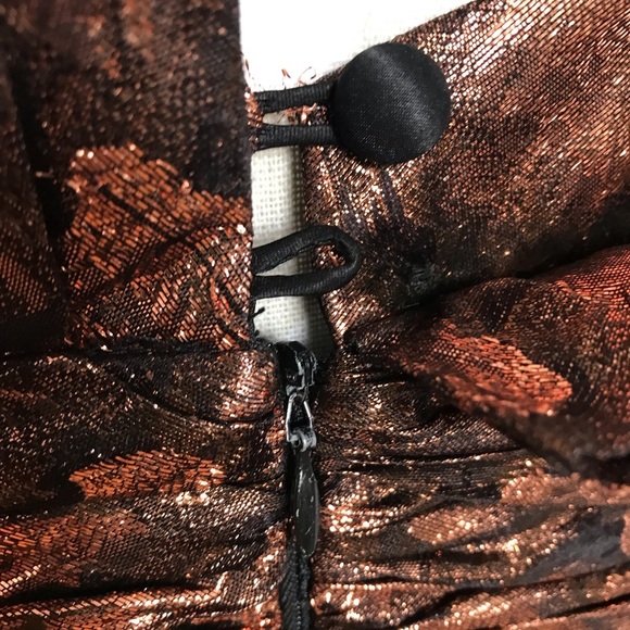 Vintage Silk Stephan Caras Black & Metallic Designer Gown Size 14 - Picture 10 of 10